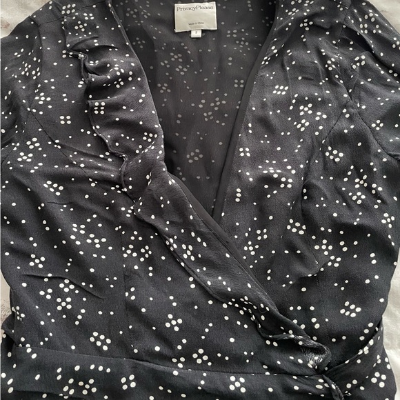 Privacy Please Revolve wrap black polka dots long sleeve mini dress, size S boho - Picture 4 of 15